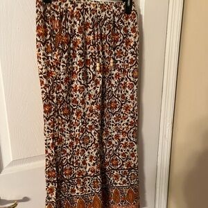 Cynthia Rowley Floral Maxi Skirt in Cream, Rust & Brown